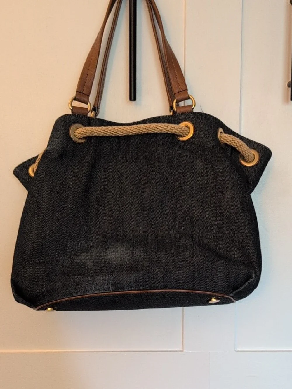 Michael Kors Jean Tote with Brown Trim and Tan Rope